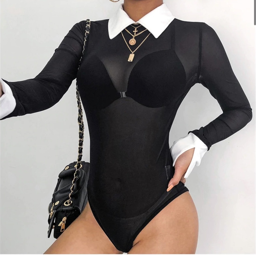 Black mesh bodysuit